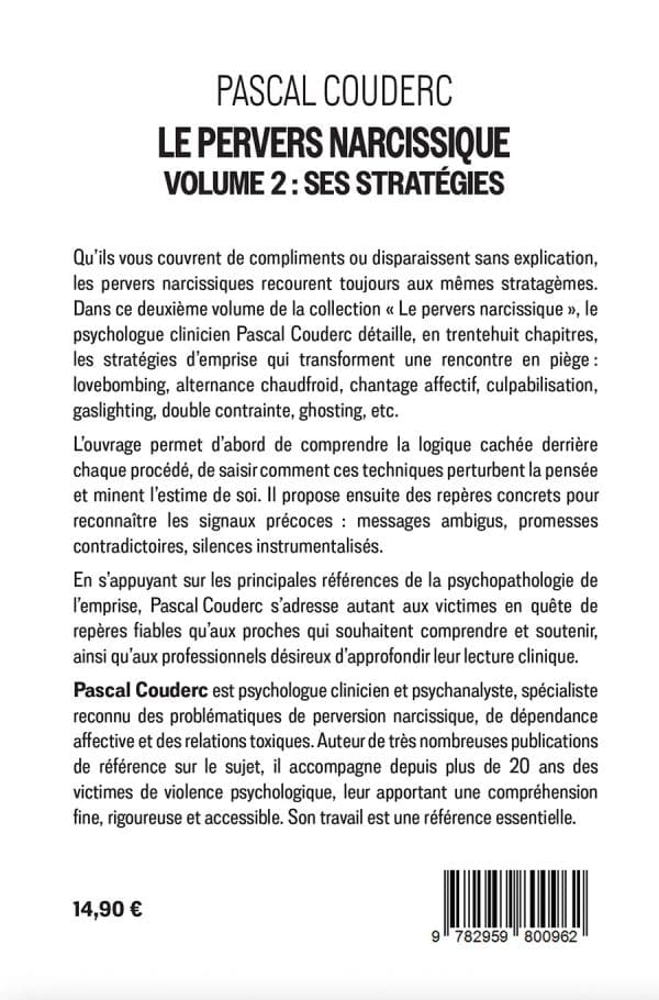 4 eme de couverture du volume 2 "Ses stratégies" de l'oeuvre "Le pervers narcissique"